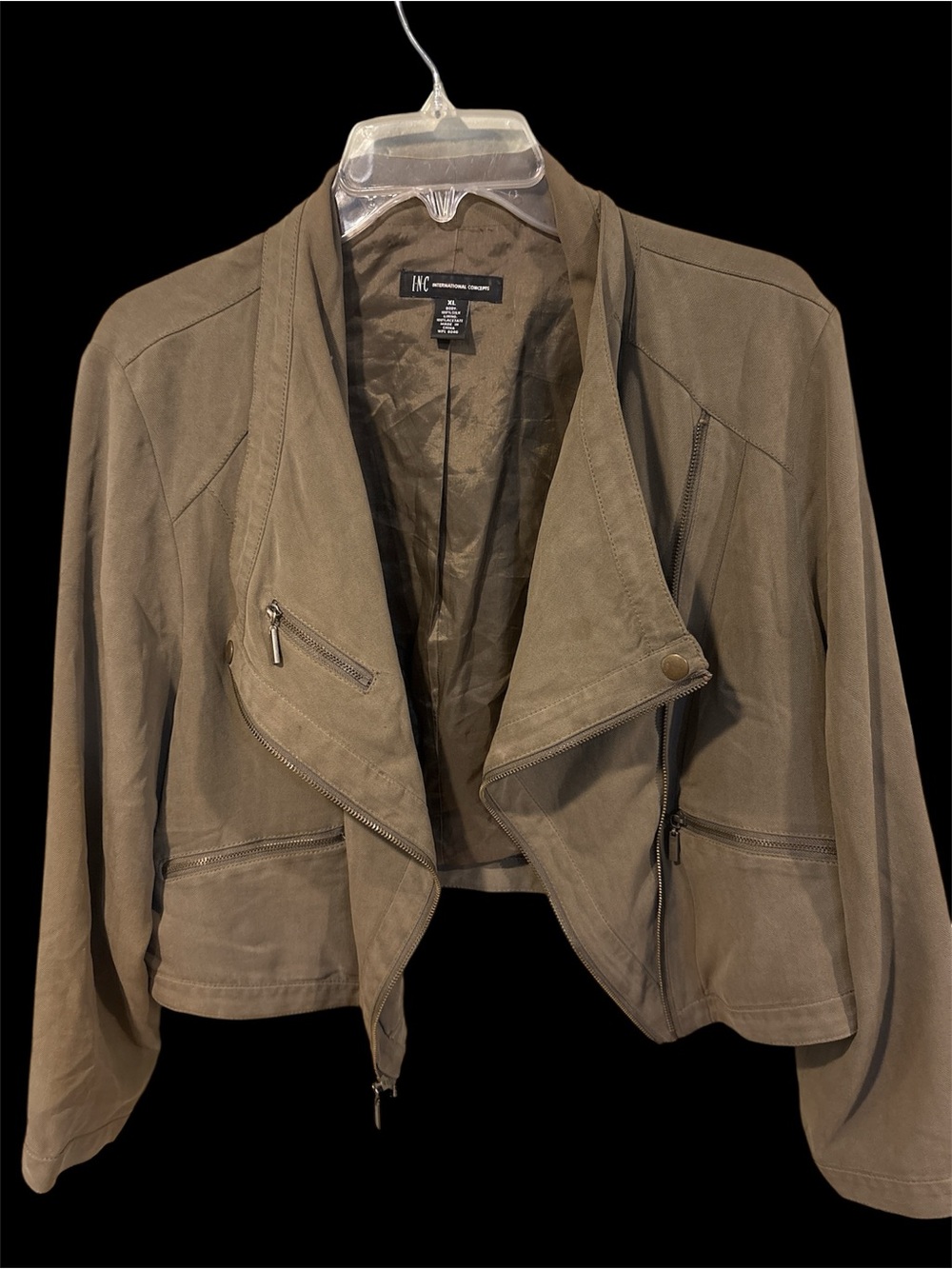 INC International Concepts Camo Suede-Look Cropped Jacket
100% silk